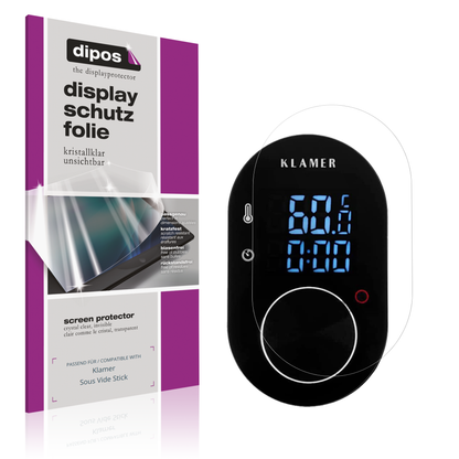 Klare Displayschutzfolie von dipos passend für Klamer Sous Vide Stick, präziser Zuschnitt und blasenfrei montiert