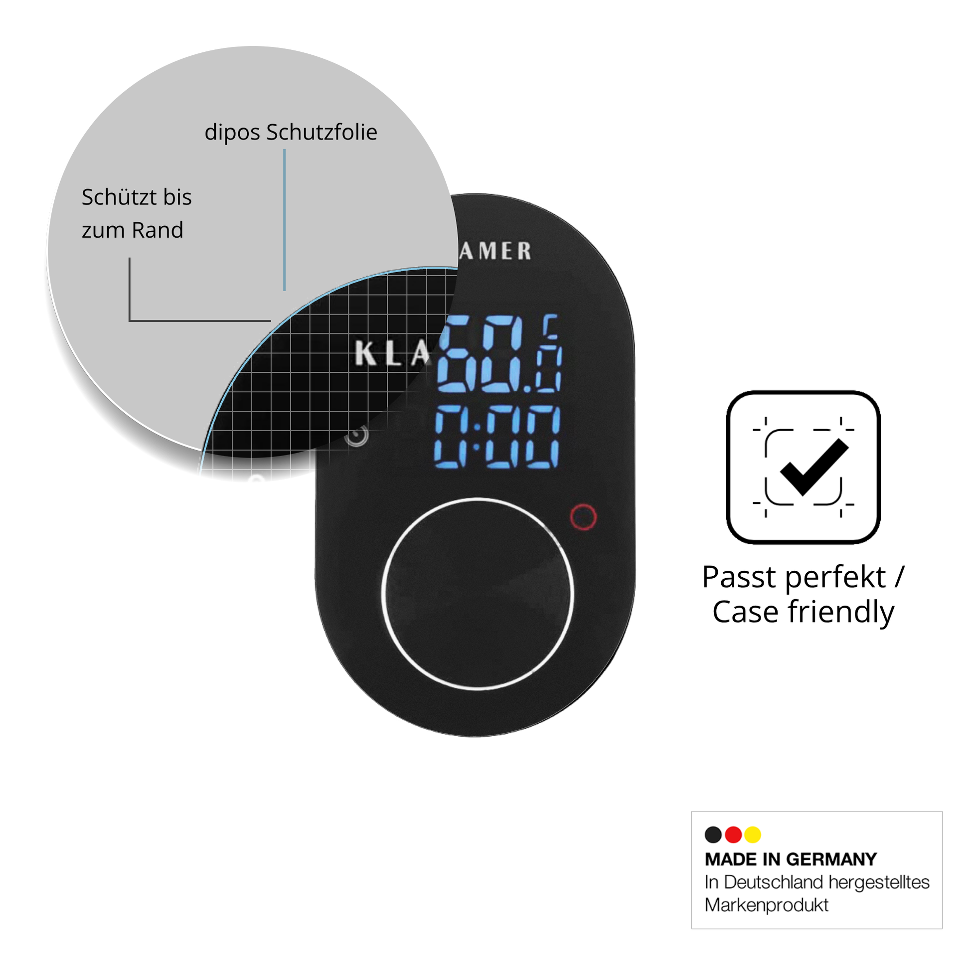 Schutzglasfolie mit optimaler Passform, zur Verwendung mit Hüllen geeignet