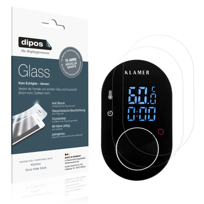Klare Displayschutzfolie von dipos passend für Klamer Sous Vide Stick, 9H kratzfest und blasenfrei montiert