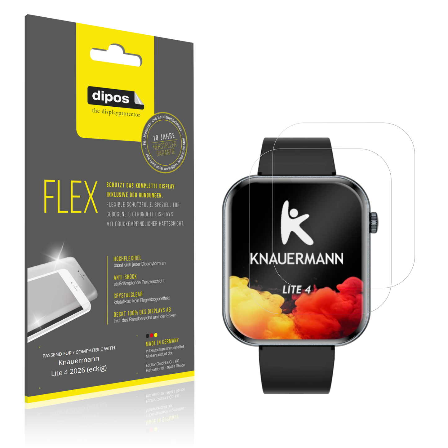 2x 3D Full Cover Schutzfolie für Knauermann Lite 4 2026 (eckig)
