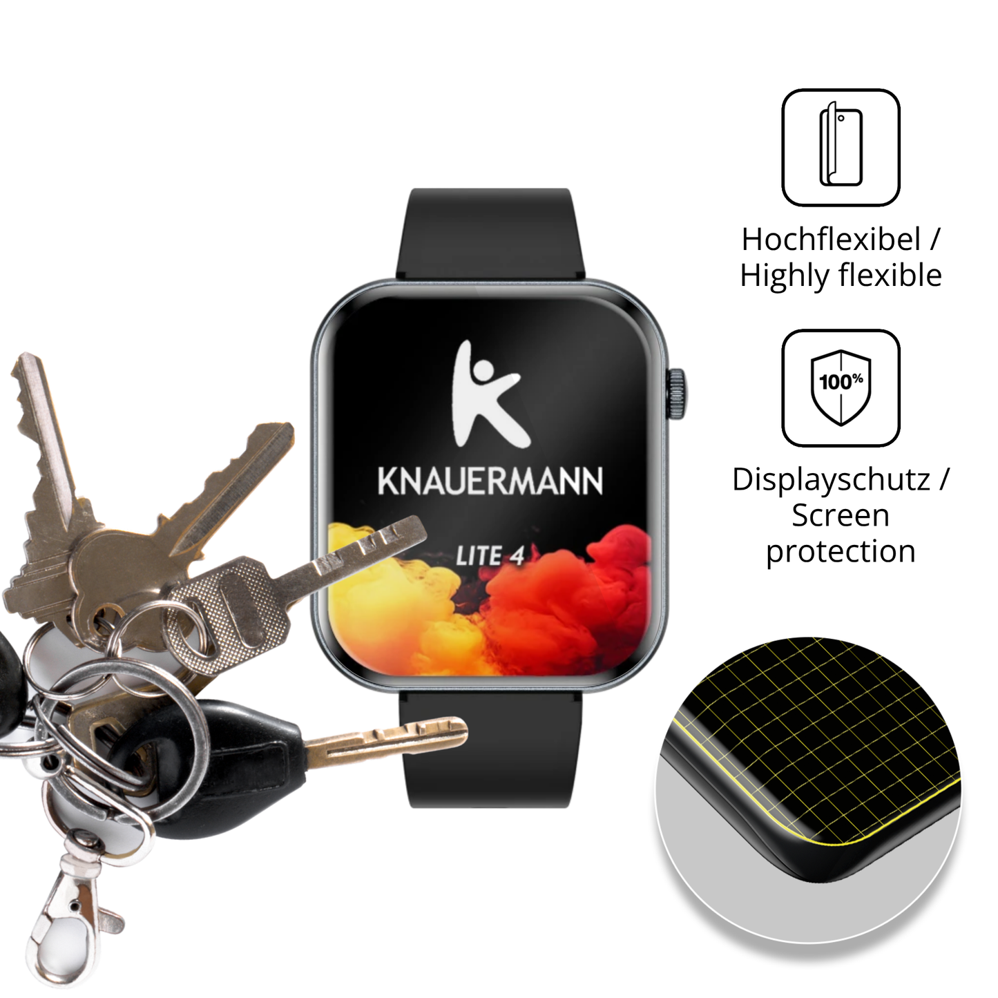 2x 3D Full Cover Schutzfolie für Knauermann Lite 4 2026 (eckig)