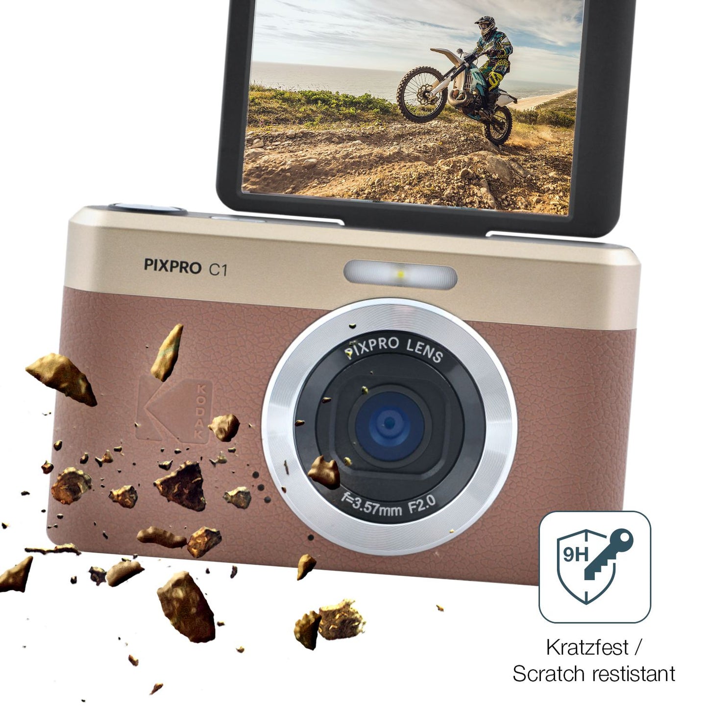 dipos Displayschutz für Kodak Pixpro C1, mattierte Oberfläche, robuste Festigkeit und perfekte Passform