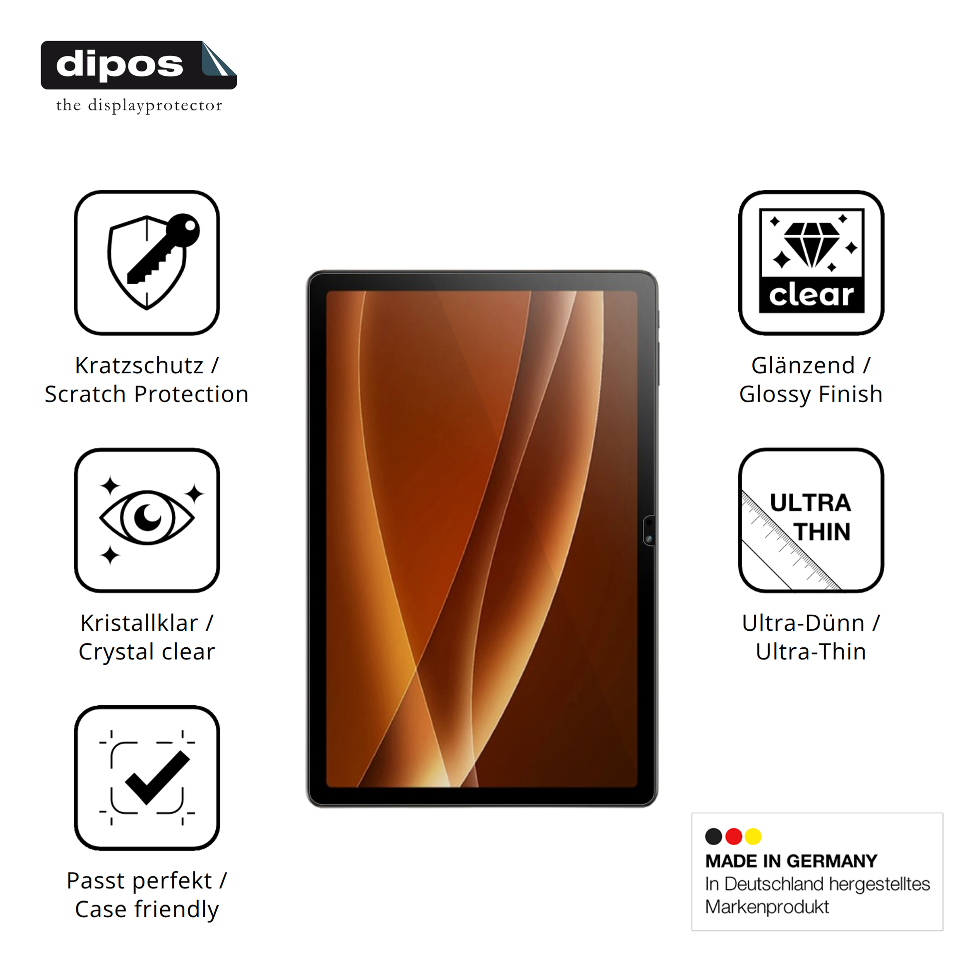 Displayschutz hergestellt in Deutschland, höchste Qualität made in Germany