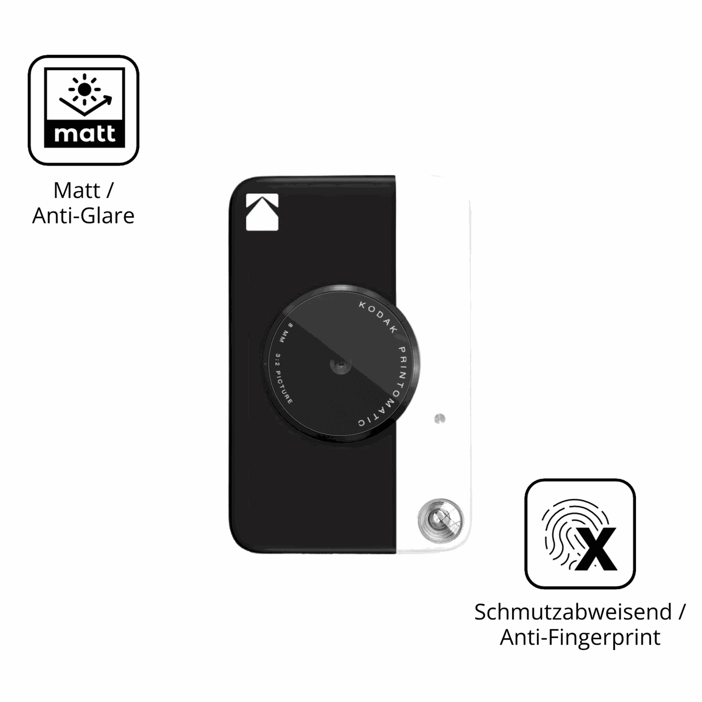 Dünne und entspiegelnde Folie passend zugeschnitten für KODAK Printomatic Plus