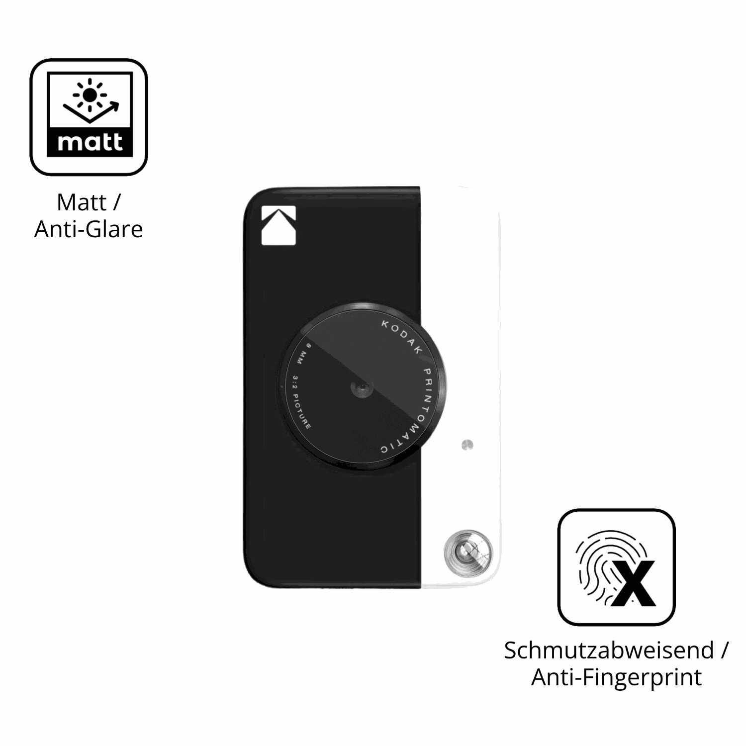 Dünne und entspiegelnde Folie passend zugeschnitten für KODAK Printomatic Plus