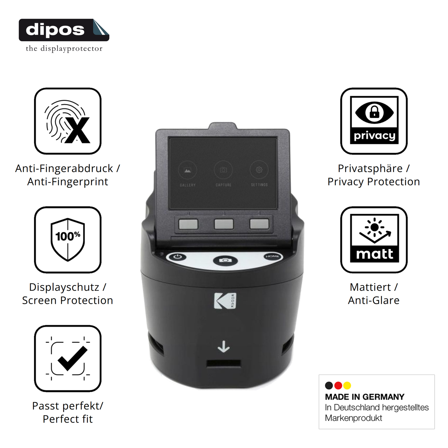 Privatsphäre-Schutz durch Sichtschutz-Folie passend zugeschnitten für Kodak SCANZA