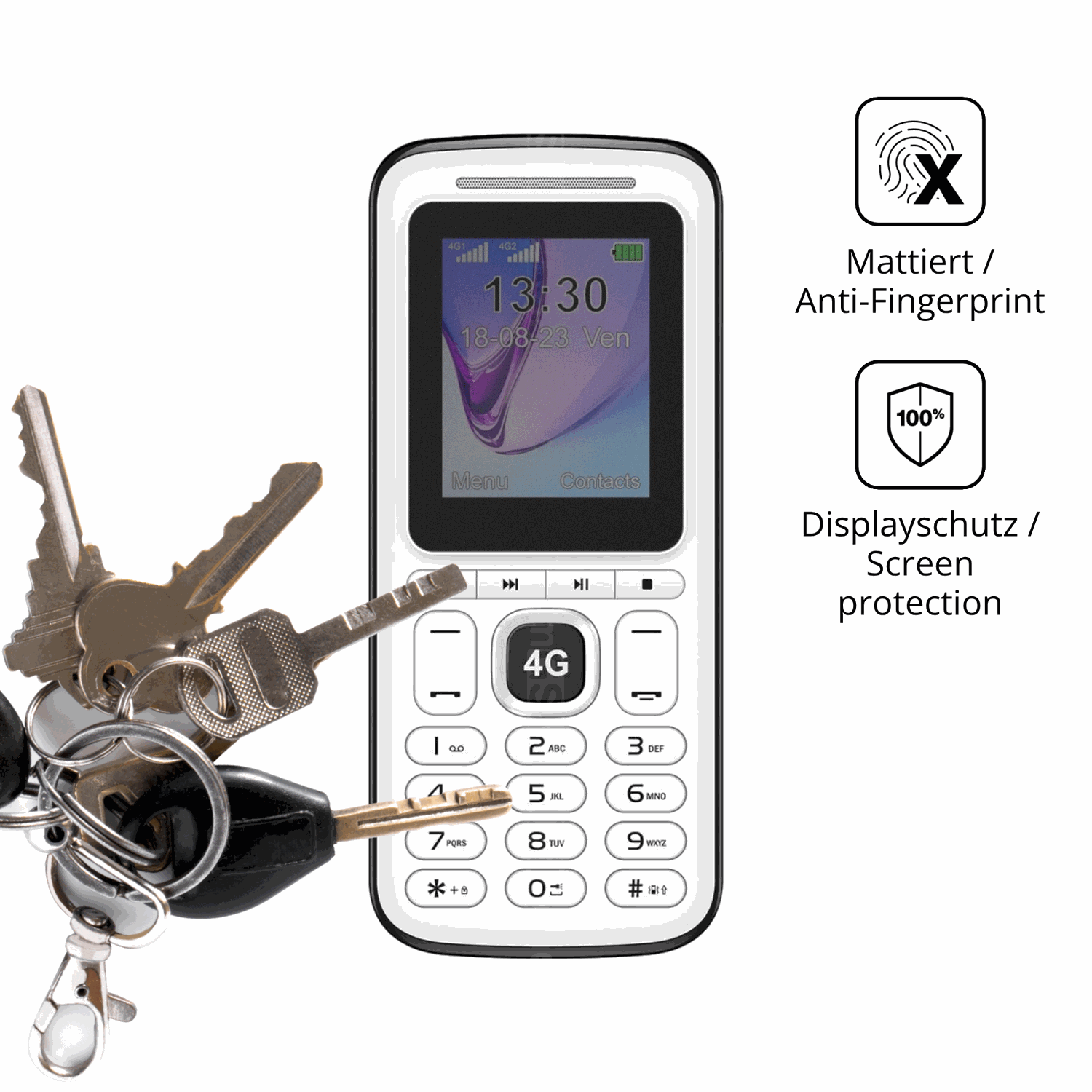 dipos Displayschutz für Konrow Moby 4G, mattierte Oberfläche, Blickschutzfilter und perfekter Passform