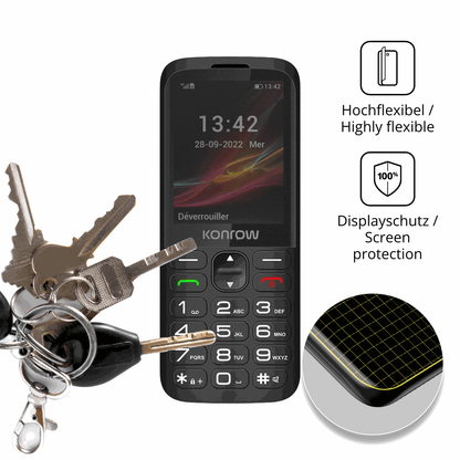 dipos Displayschutz für Konrow Senior 280, mit Blickschutzfilter und perfekter Passform auch für die Rundungen