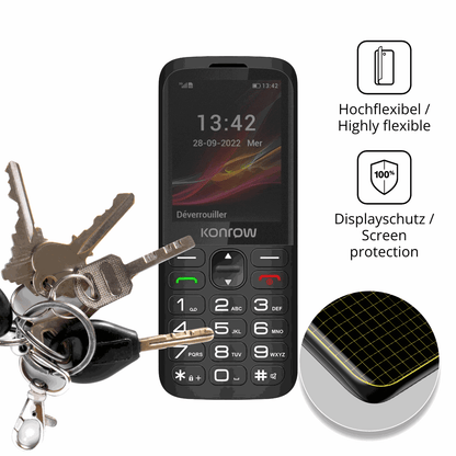 dipos Displayschutz für Konrow Senior 280 Next, mit Blickschutzfilter und perfekter Passform auch für die Rundungen