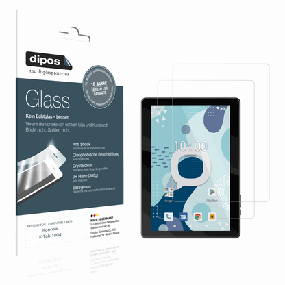 Klare Displayschutzfolie von dipos passend für Konrow K-Tab 1004, 9H kratzfest und blasenfrei montiert