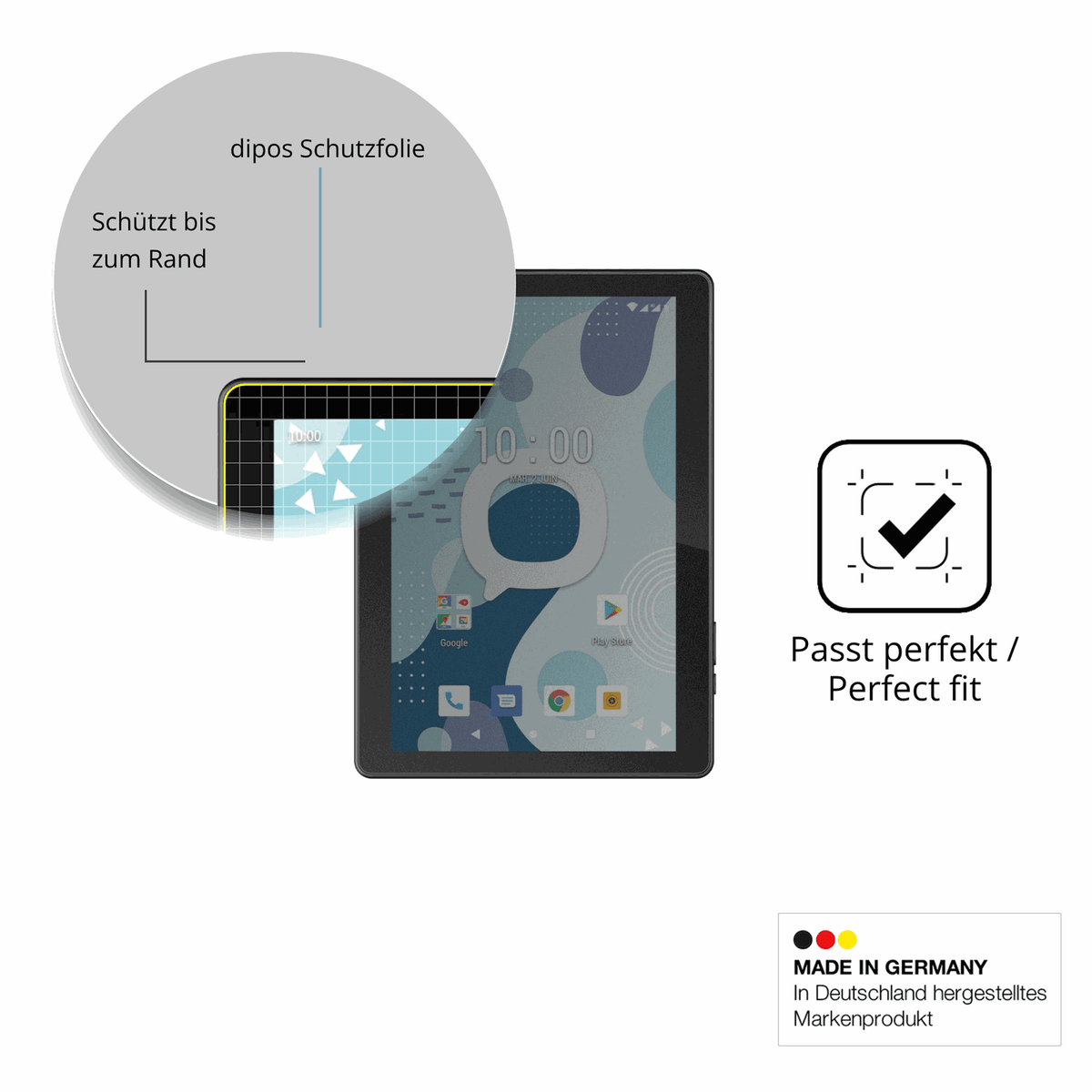 Schutz gegen Kratzer auf dem Konrow K-Tab 1004 Glas durch Schlüssel oder Ähnliches