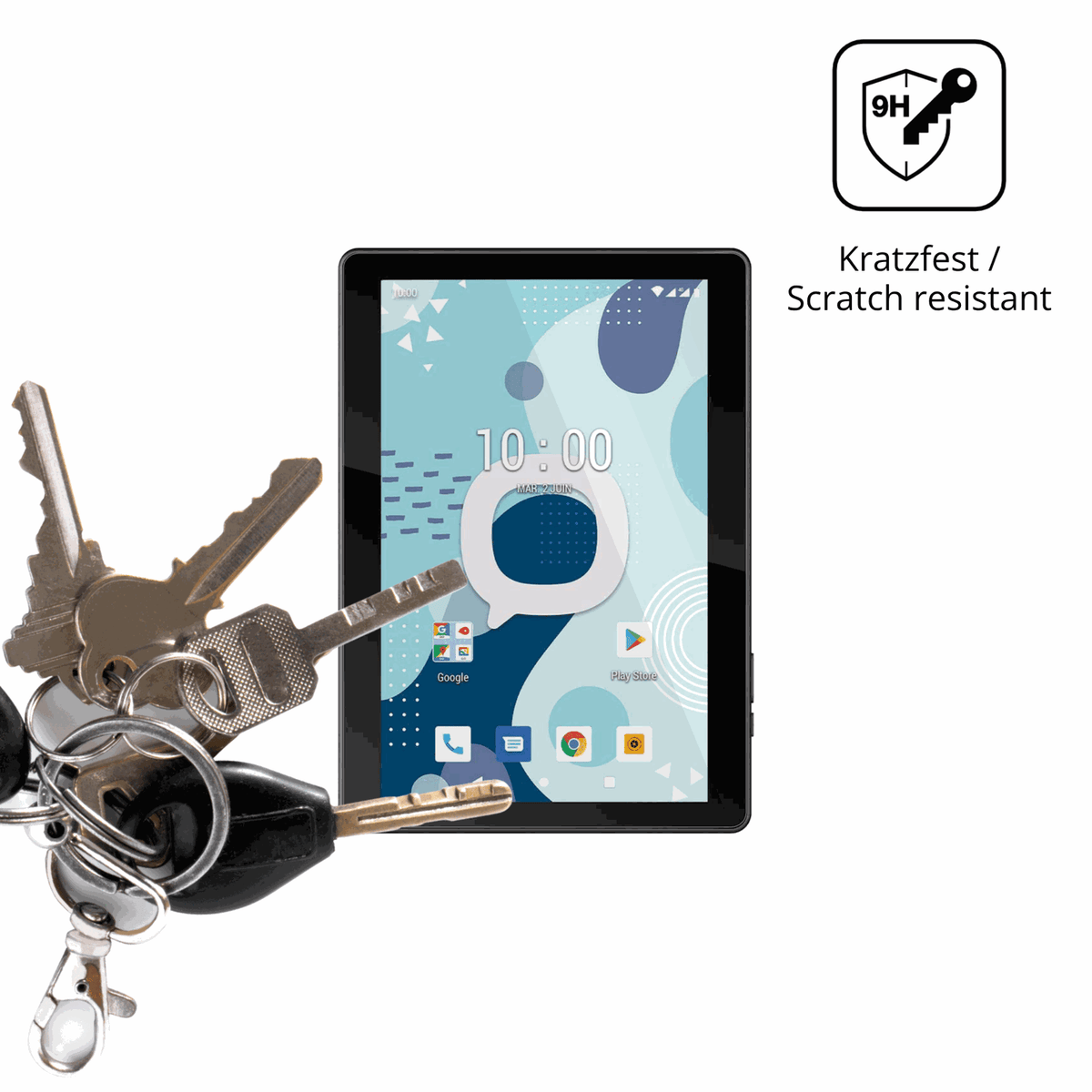 dipos Displayschutz für Konrow K-Tab 1005, transparente Oberfläche, perfekte Passform auch für die Rundungen
