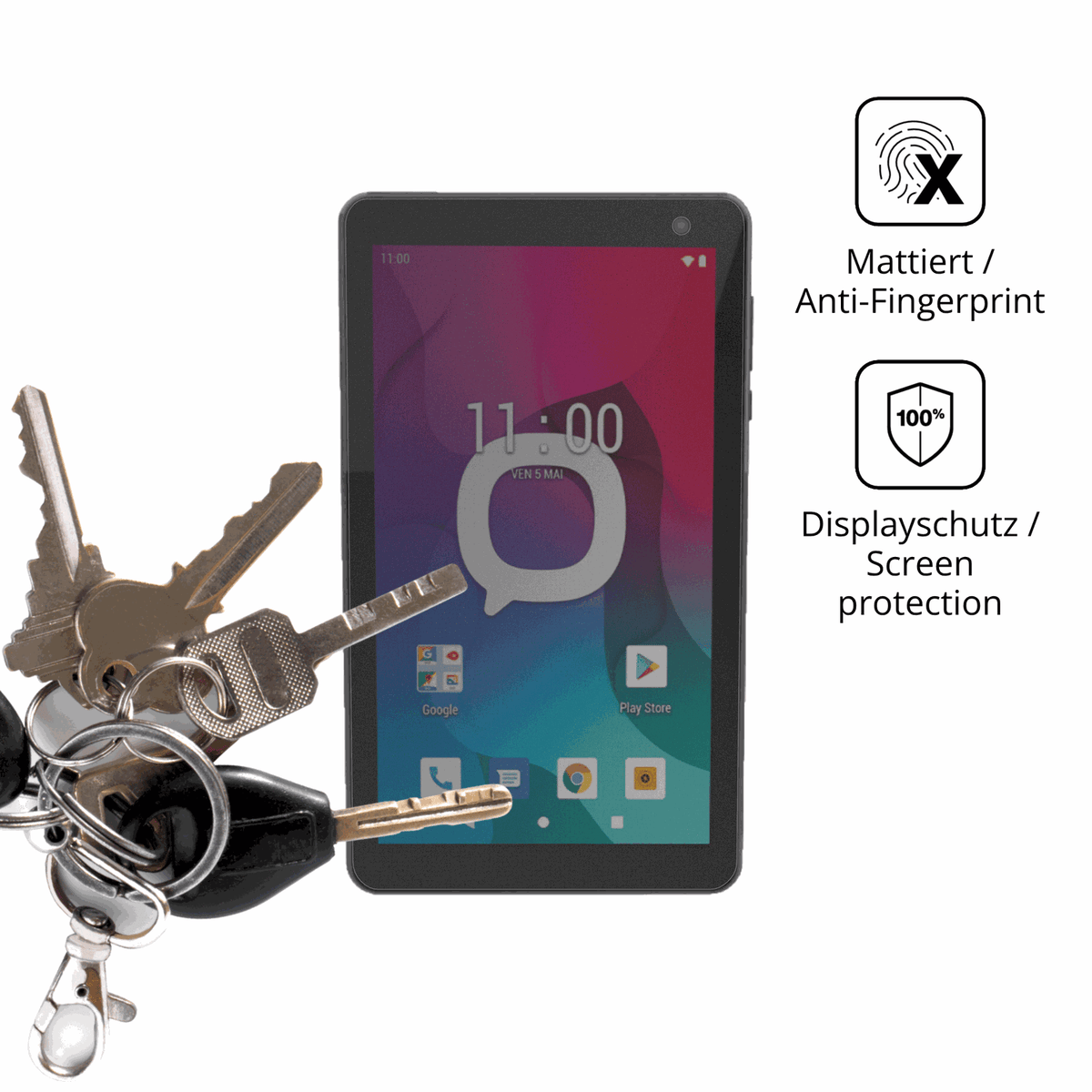 dipos Displayschutz für Konrow K-Tab 704, mattierte Oberfläche, Blickschutzfilter und perfekter Passform