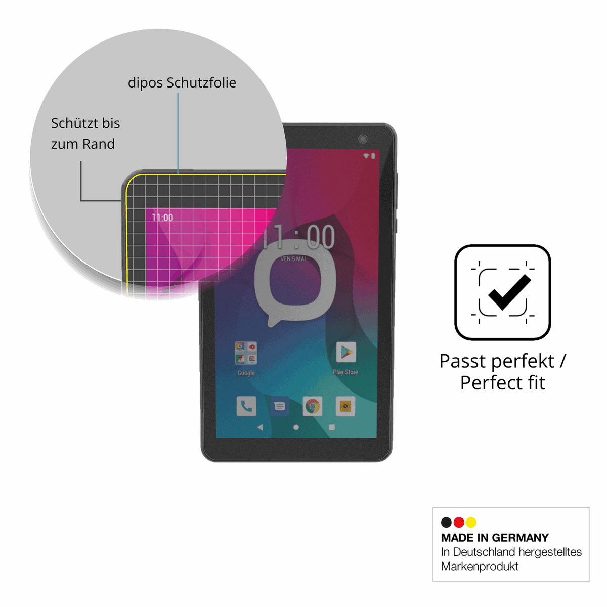 Schutz gegen Kratzer auf dem Konrow K-Tab 704 Glas durch Schlüssel oder Ähnliches