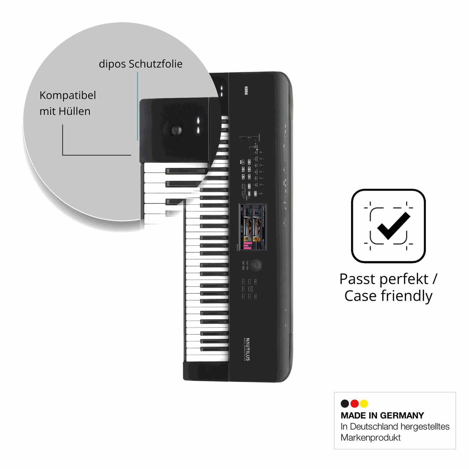 Schutzfolie mit optimaler Passform, zur Verwendung mit Hüllen geeignet