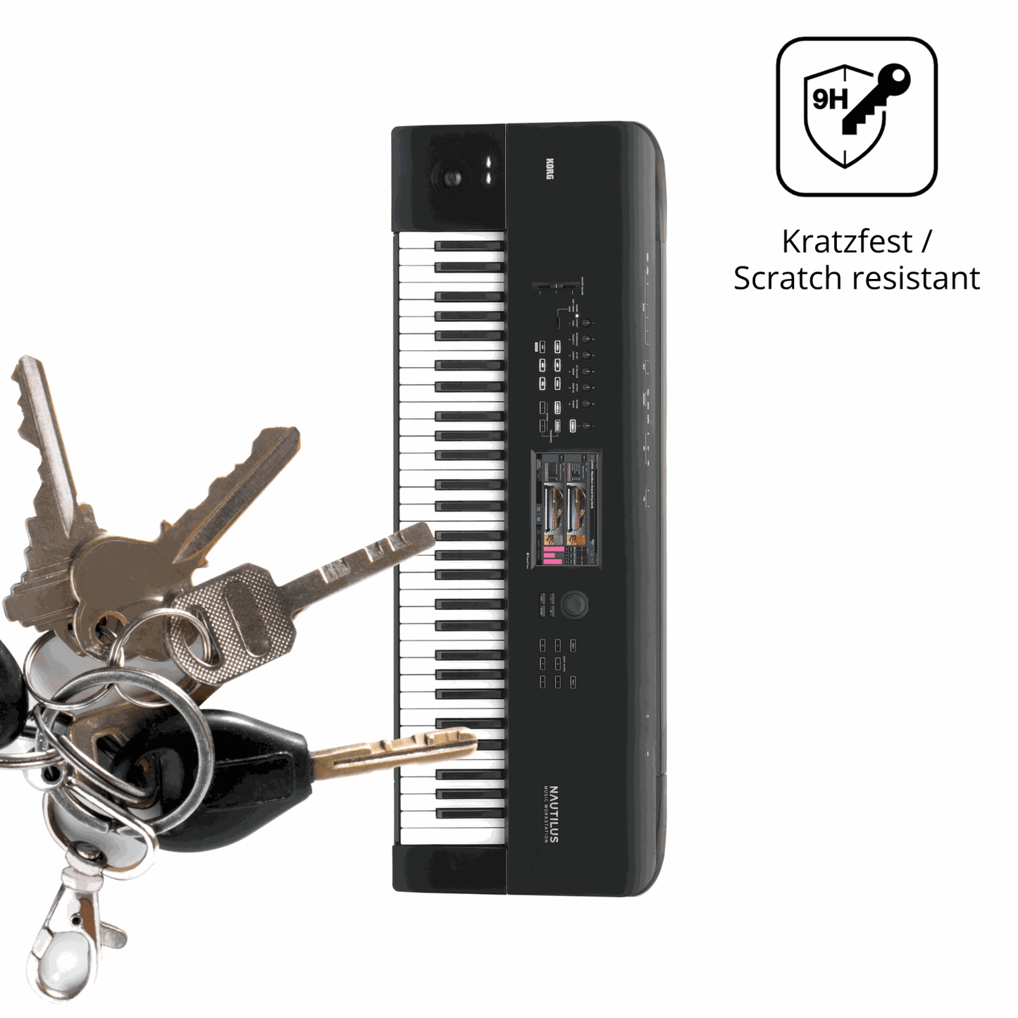 dipos Displayschutz für Korg Nautilus 61, mattierte Oberfläche, robuste Festigkeit und perfekte Passform