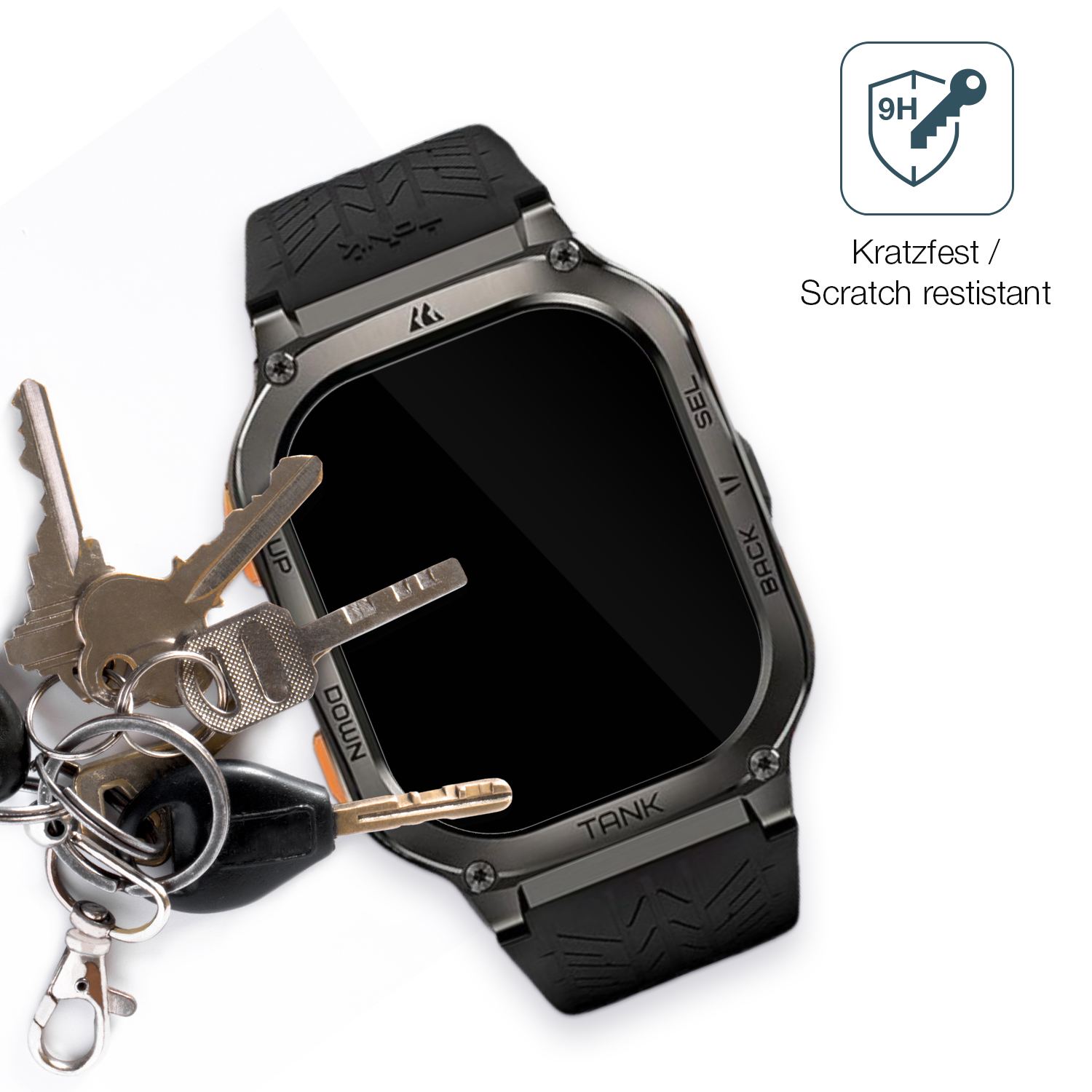 dipos Displayschutz für Kospet Tank M3, transparente Oberfläche, perfekte Passform auch für die Rundungen