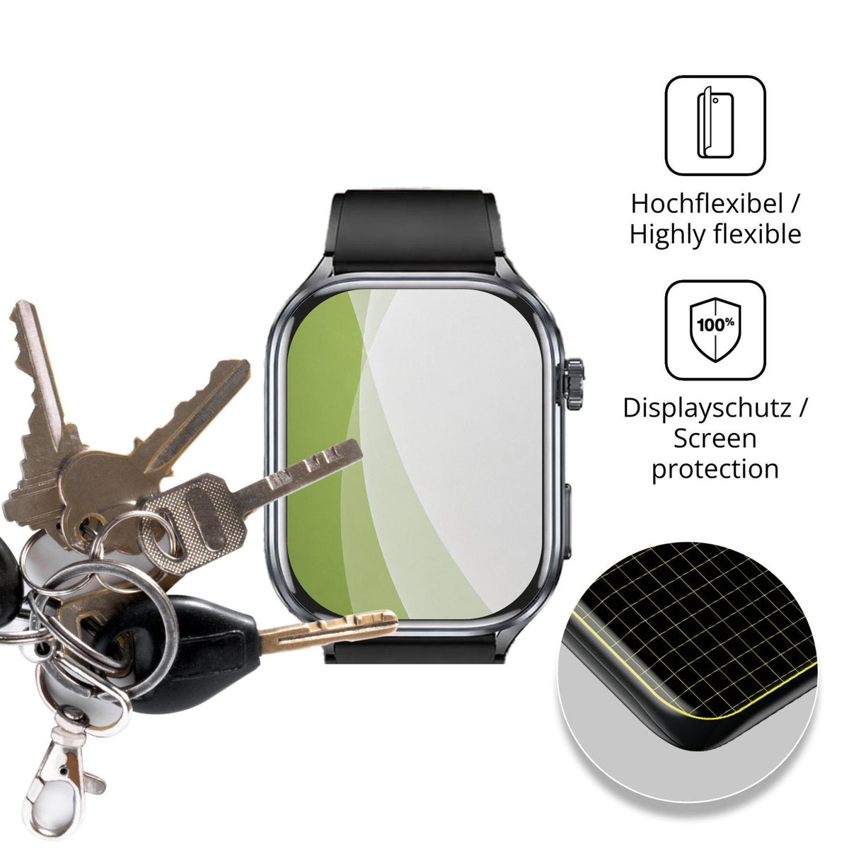 dipos Displayschutz für KPEP ET572, transparente Oberfläche, perfekte Passform auch für die Rundungen