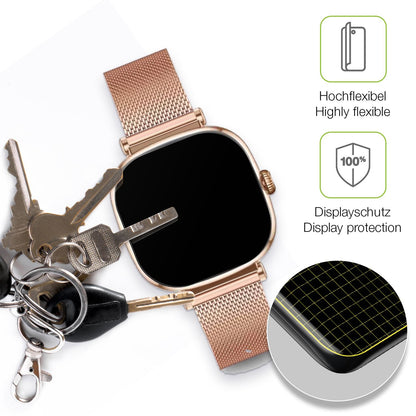 dipos Displayschutz für KSIX Iria Smartwatch 1.7 Zoll, transparente Oberfläche, perfekte Passform auch für die Rundungen