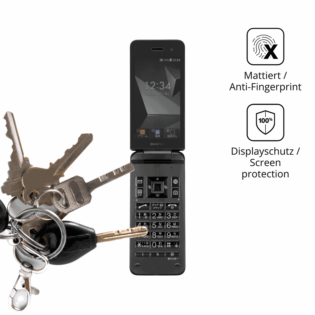 dipos Displayschutz für Kyocera Digno Keitai 4, mattierte Oberfläche, Blickschutzfilter und perfekter Passform