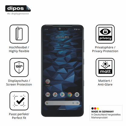 Flexible TPU-Folie passend zugeschnitten für Kyocera Digno WX, mit Privatsphäre-Schutz durch Sichtschutz-Folie