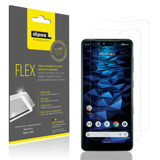 Klare Displayschutzfolie von dipos passend für Kyocera Digno WX, 100% Displayabdeckung und blasenfreie Montage