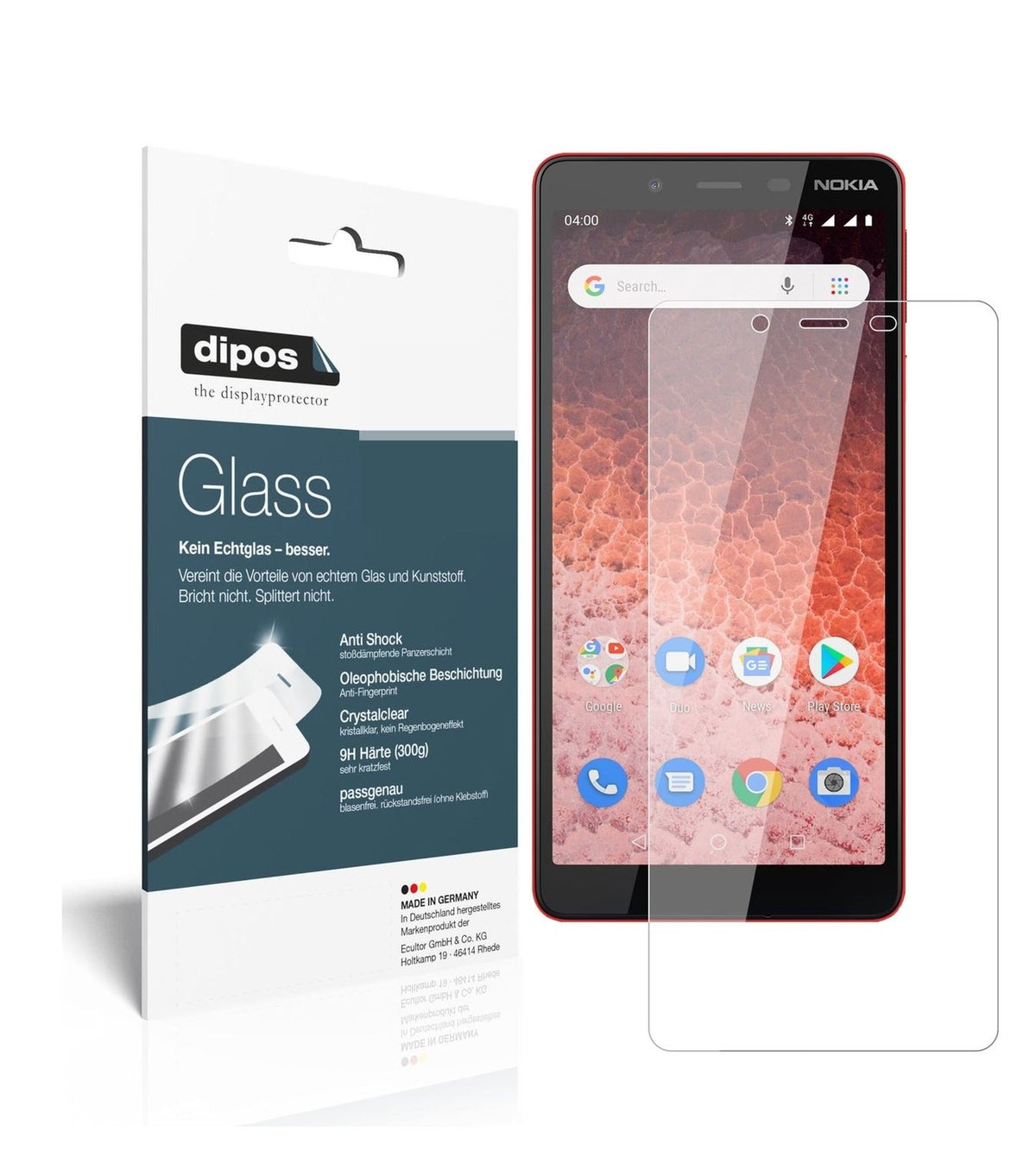 1x 9H Schutzfolie für Nokia 1 Plus Panzerfolie