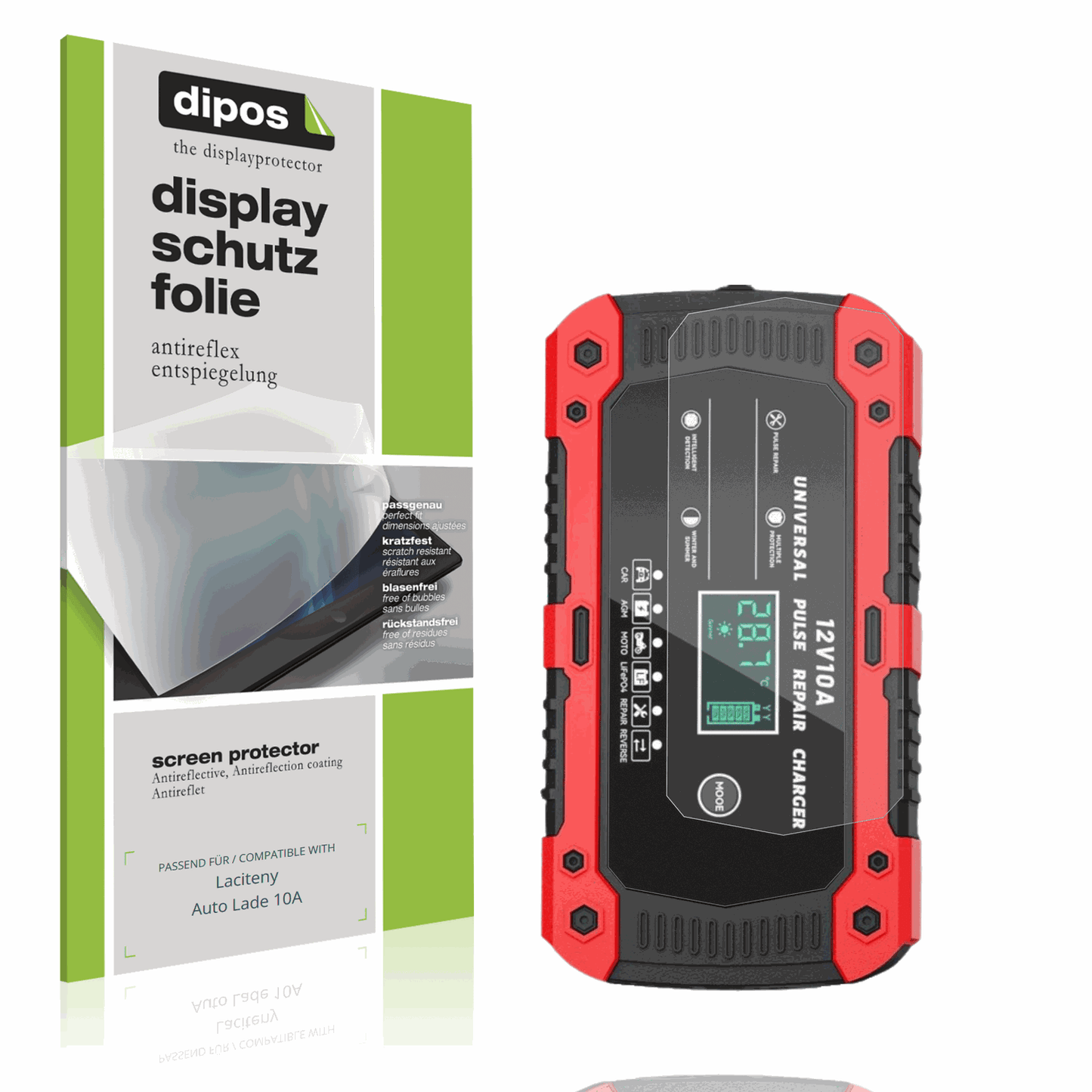 Matte Displayschutzfolie von dipos passend für Laciteny Auto Lade 10A, präziser Zuschnitt und blasenfrei montiert