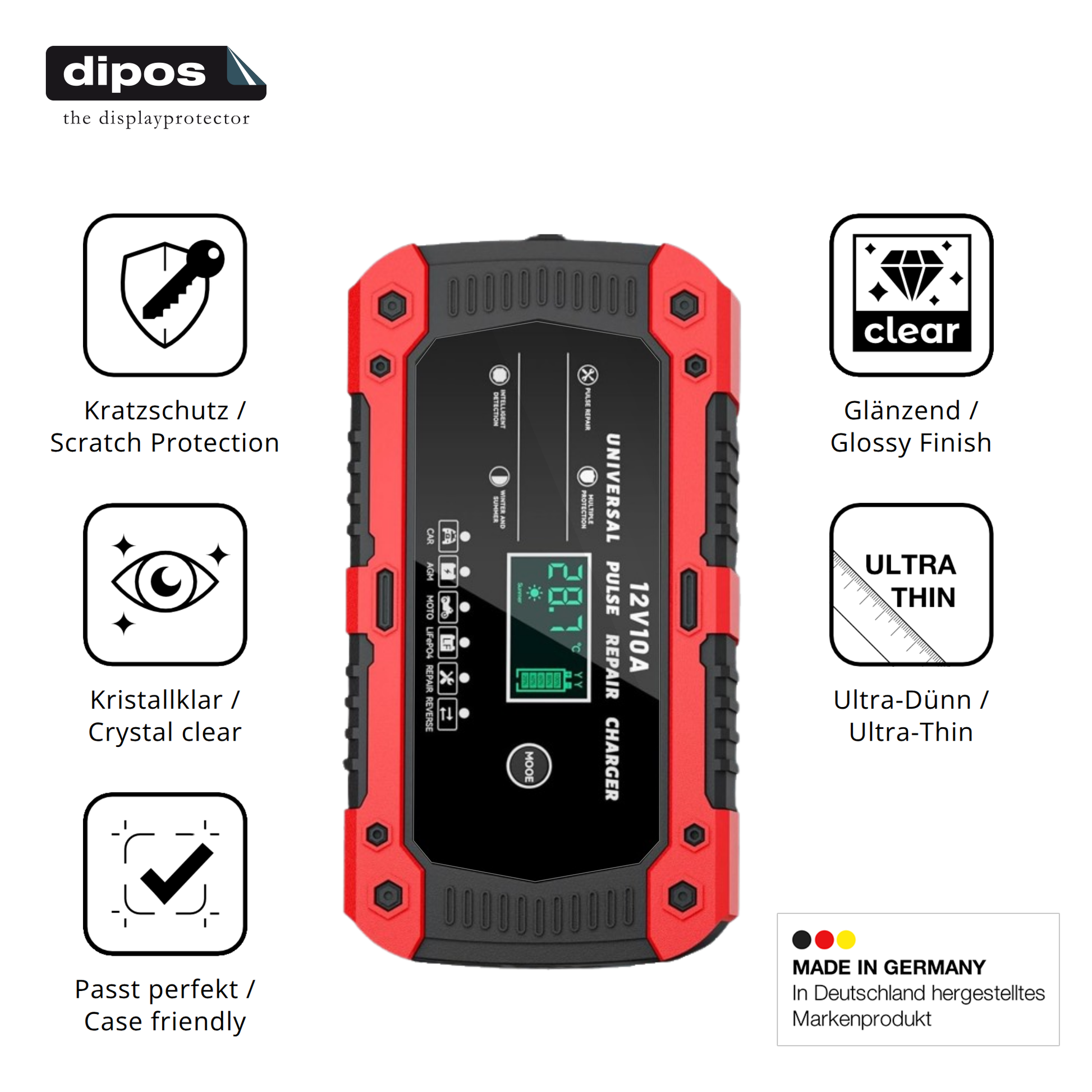Displayschutz hergestellt in Deutschland, höchste Qualität made in Germany