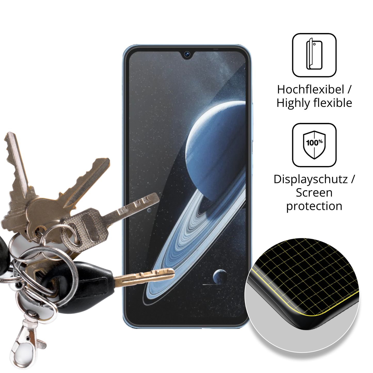 2x Full Cover Schutzfolie matt für Lagenio A12 Pro