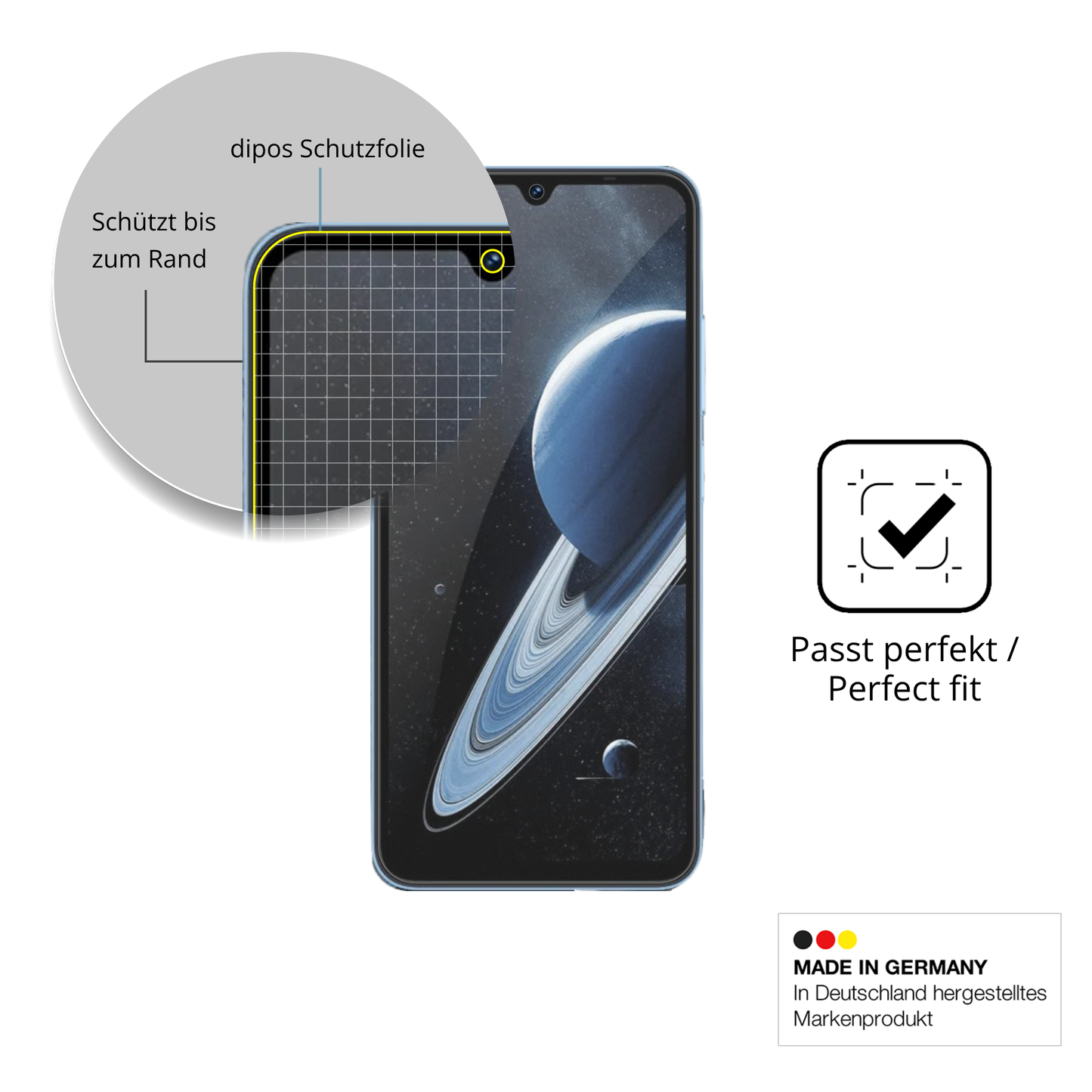 2x Full Cover Schutzfolie matt für Lagenio A12 Pro