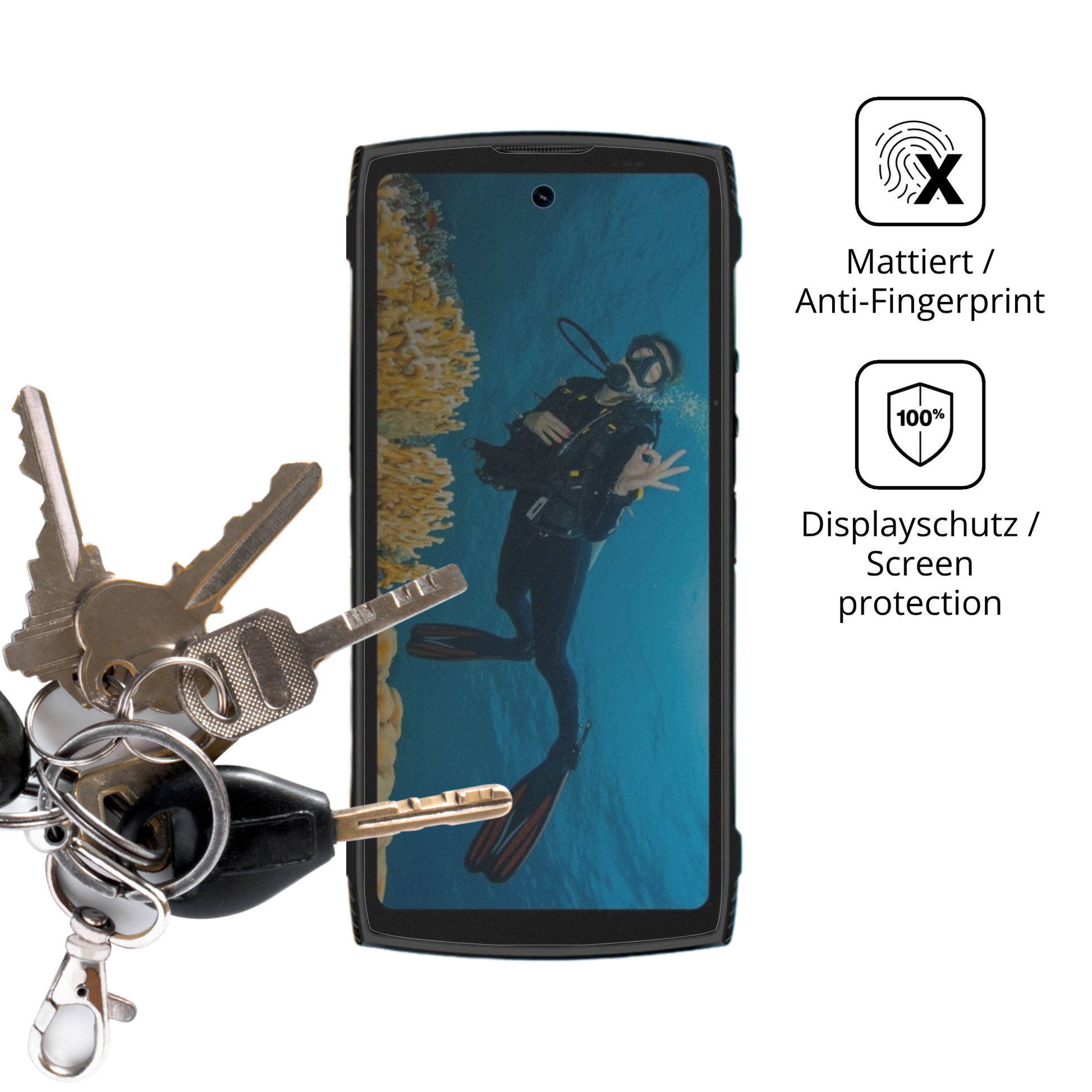 dipos Displayschutz für LAGENIO Panther2 Pro, mattierte Oberfläche, Blickschutzfilter und perfekter Passform