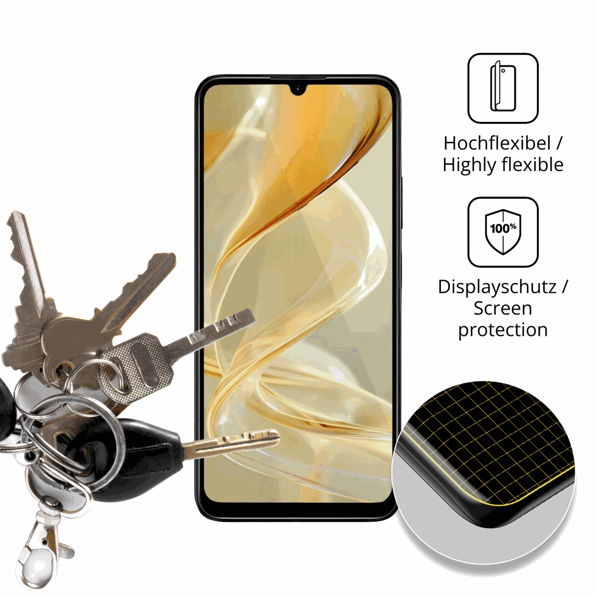 dipos Displayschutz für Lava Bold N2, transparente Oberfläche, geringe Dicke und perfekte Passform