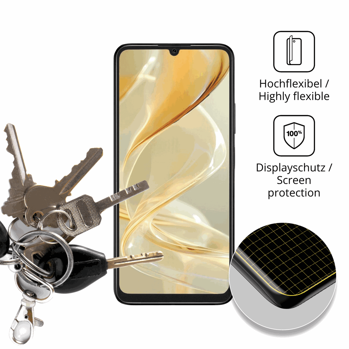 dipos Displayschutz für Lava Bold N2, transparente Oberfläche, perfekte Passform auch für die Rundungen