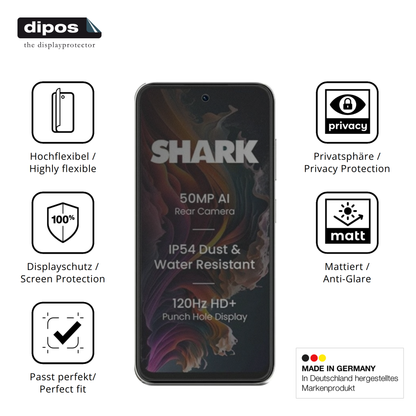 Flexible TPU-Folie passend zugeschnitten für Lava Shark 2, mit Privatsphäre-Schutz durch Sichtschutz-Folie