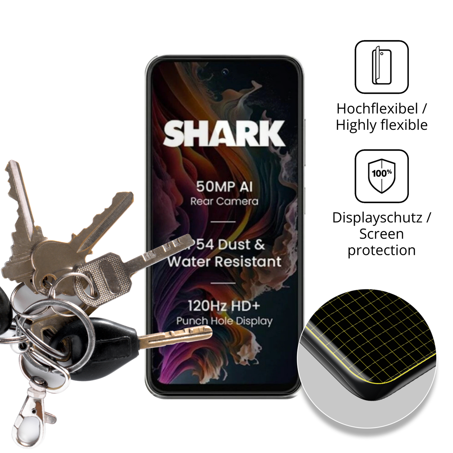 dipos Displayschutz für Lava Shark 2, transparente Oberfläche, geringe Dicke und perfekte Passform