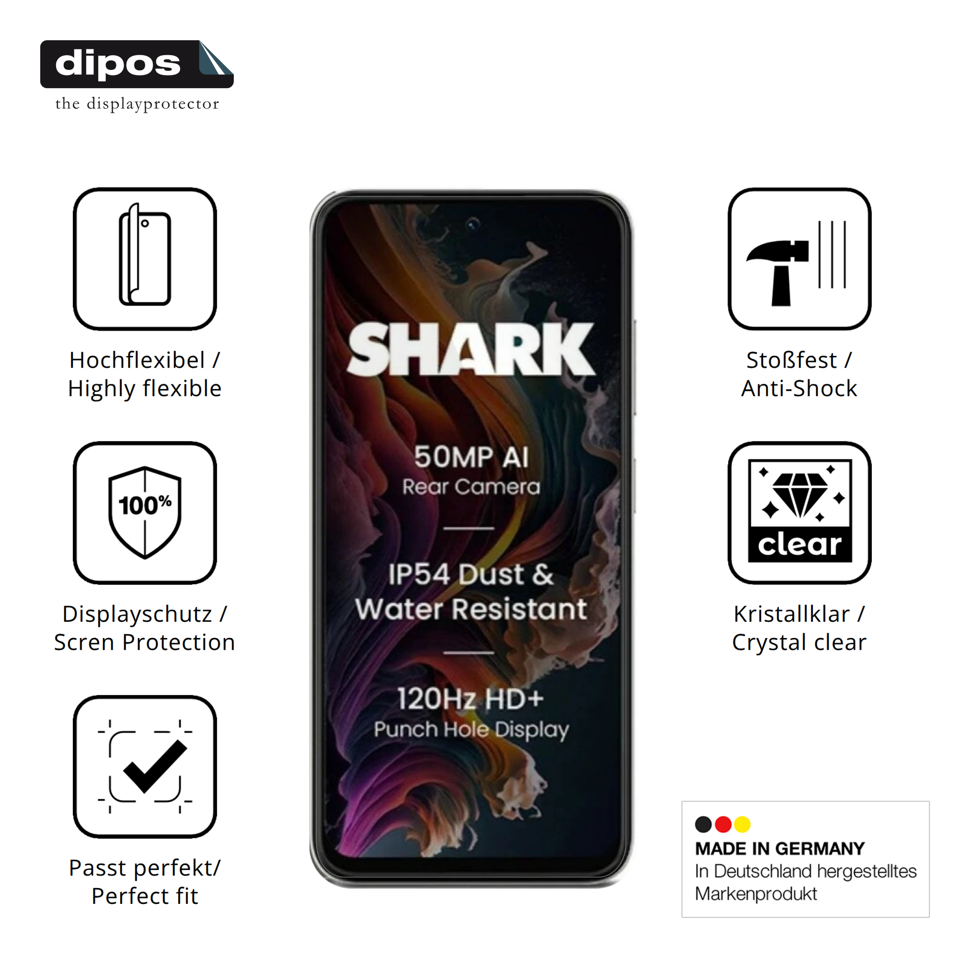 Displayschutz hergestellt in Deutschland, höchste Qualität made in Germany