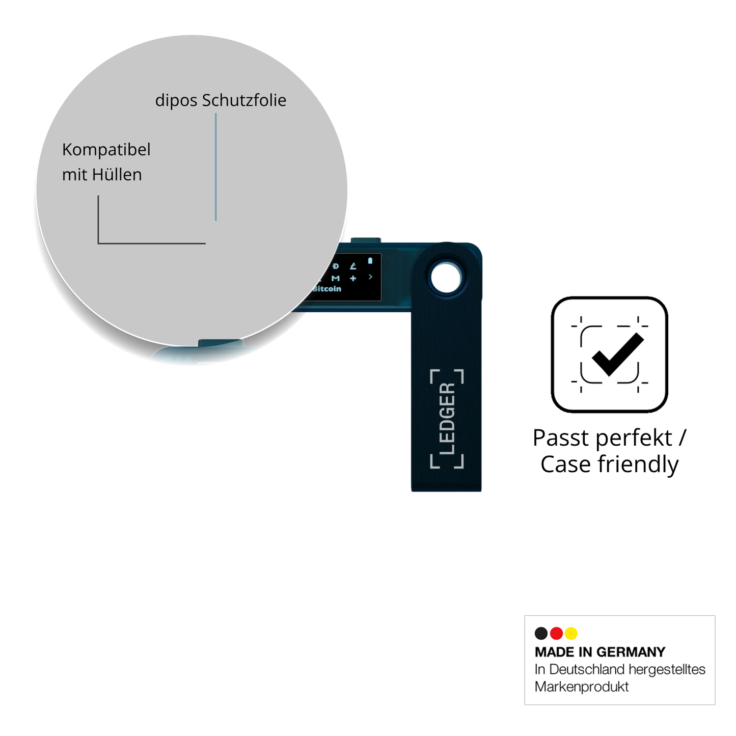 Schutzfolie mit optimaler Passform, zur Verwendung mit Hüllen geeignet