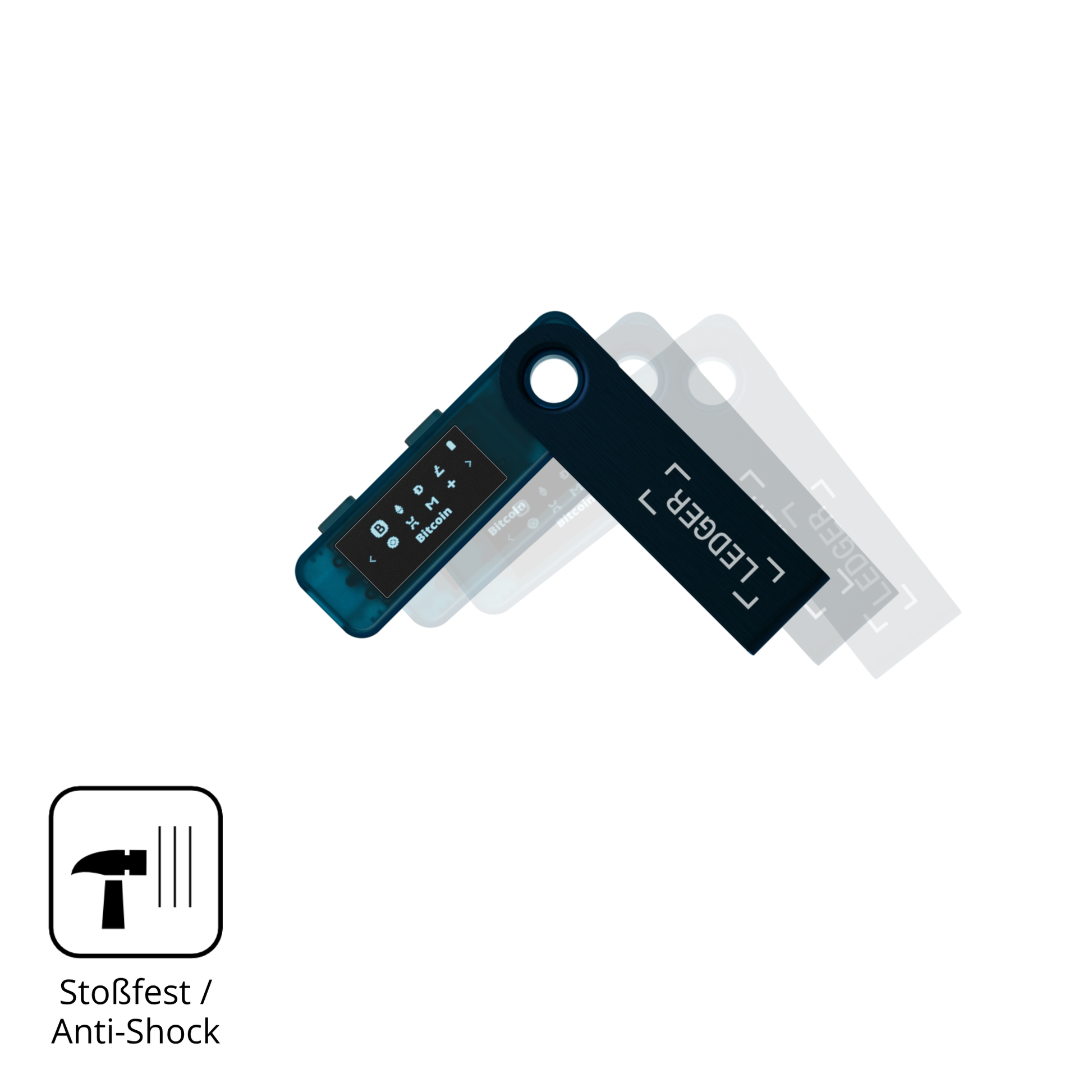 Schutz gegen Kratzer auf dem Ledger Nano S Plus Glas durch Schlüssel, Stöße gegen die Tischkante oder Stürze