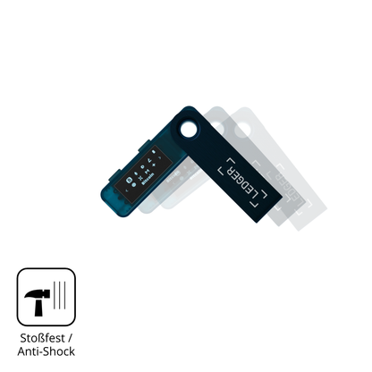 Schutz gegen Kratzer auf dem Ledger Nano S Plus Glas durch Schlüssel, Stöße gegen die Tischkante oder Stürze