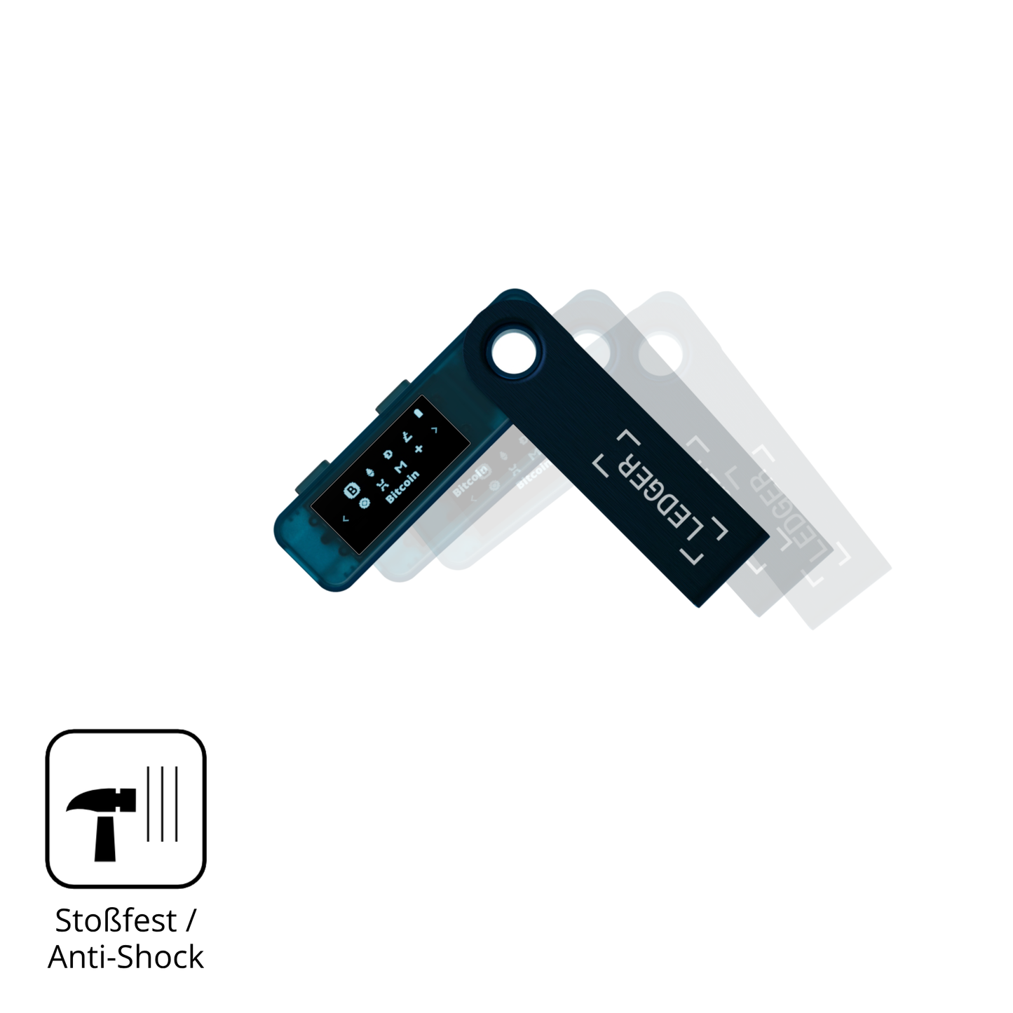 Schutz gegen Kratzer auf dem Ledger Nano S Plus Glas durch Schlüssel, Stöße gegen die Tischkante oder Stürze