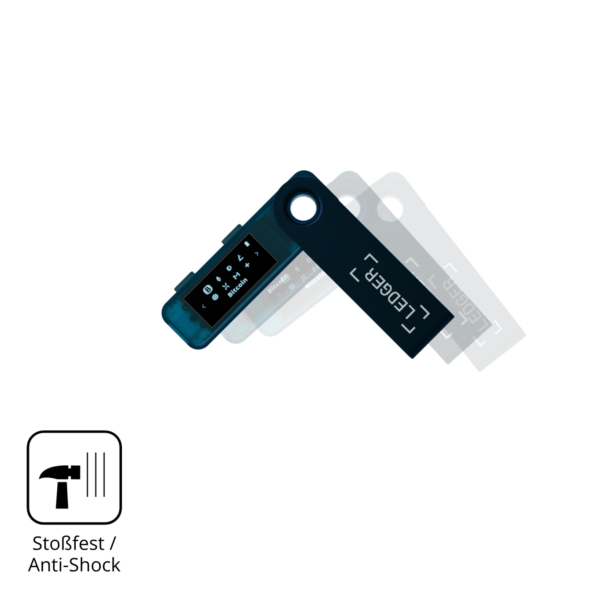 Schutz gegen Kratzer auf dem Ledger Nano S Plus Glas durch Schlüssel, Stöße gegen die Tischkante oder Stürze