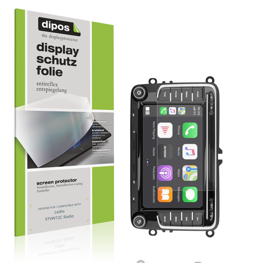 Matte Displayschutzfolie von dipos passend für Ledio XTVW72C Radio, präziser Zuschnitt und blasenfrei montiert