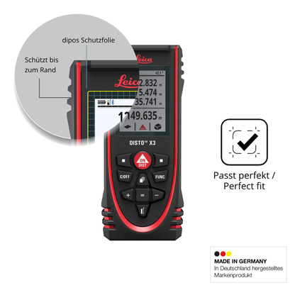 Schutz gegen Kratzer auf dem Leica Disto X3 Glas durch Schlüssel oder Ähnliches