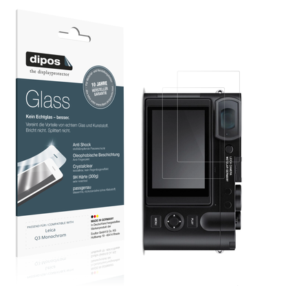 Klare Displayschutzfolie von dipos passend für Leica Q3 Monochrom, 9H kratzfest und blasenfrei montiert