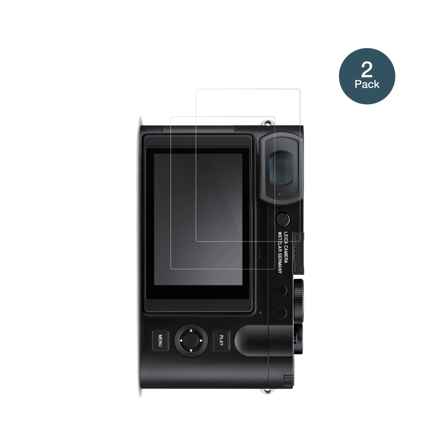 LeicaQ3 Monochrom mit aufgebrachter dipos Flex Schutzfolie, glasklare Darstellung ohne Einschränkungen