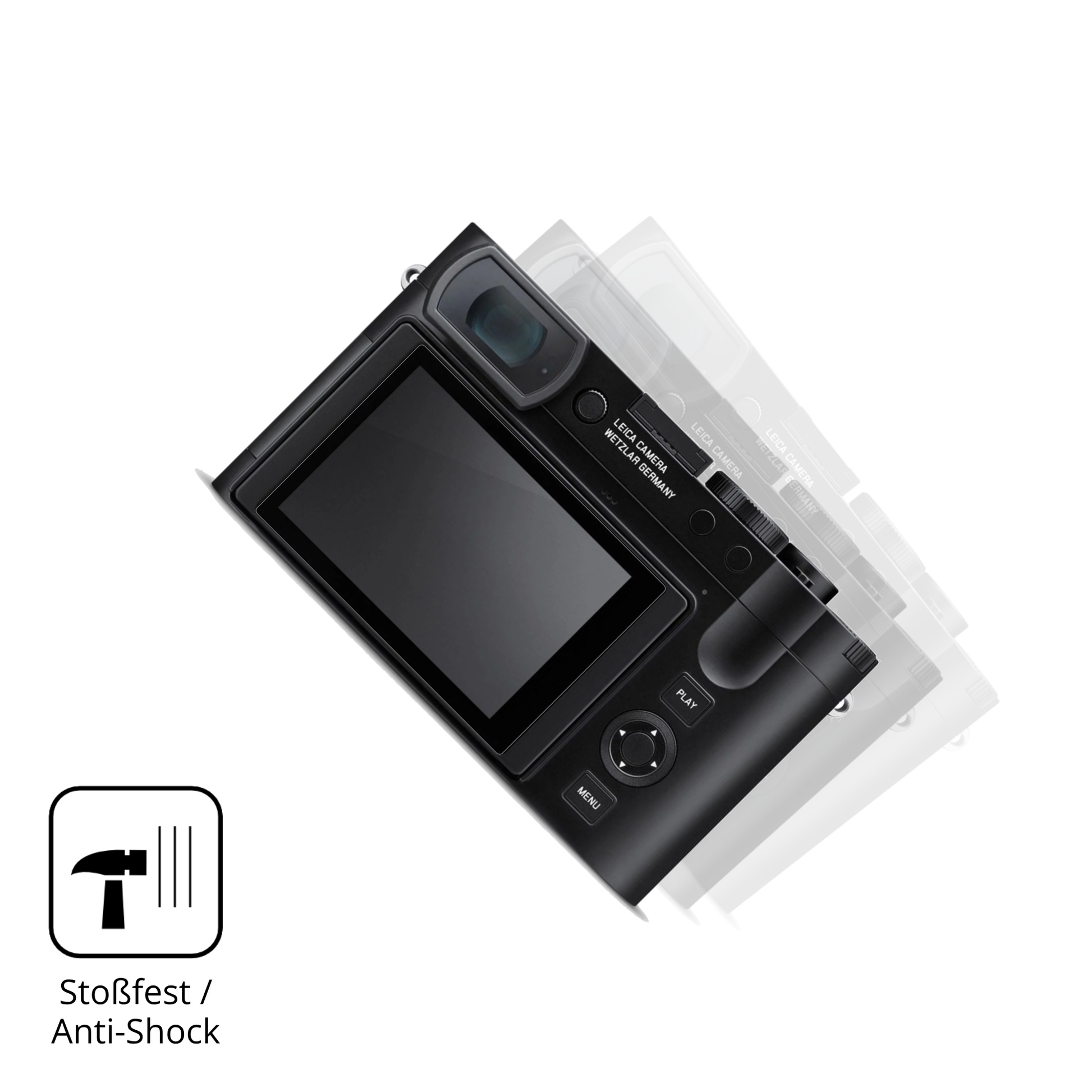 Schutz gegen Kratzer auf dem Leica Q3 Monochrom Glas durch Schlüssel, Stöße gegen die Tischkante oder Stürze