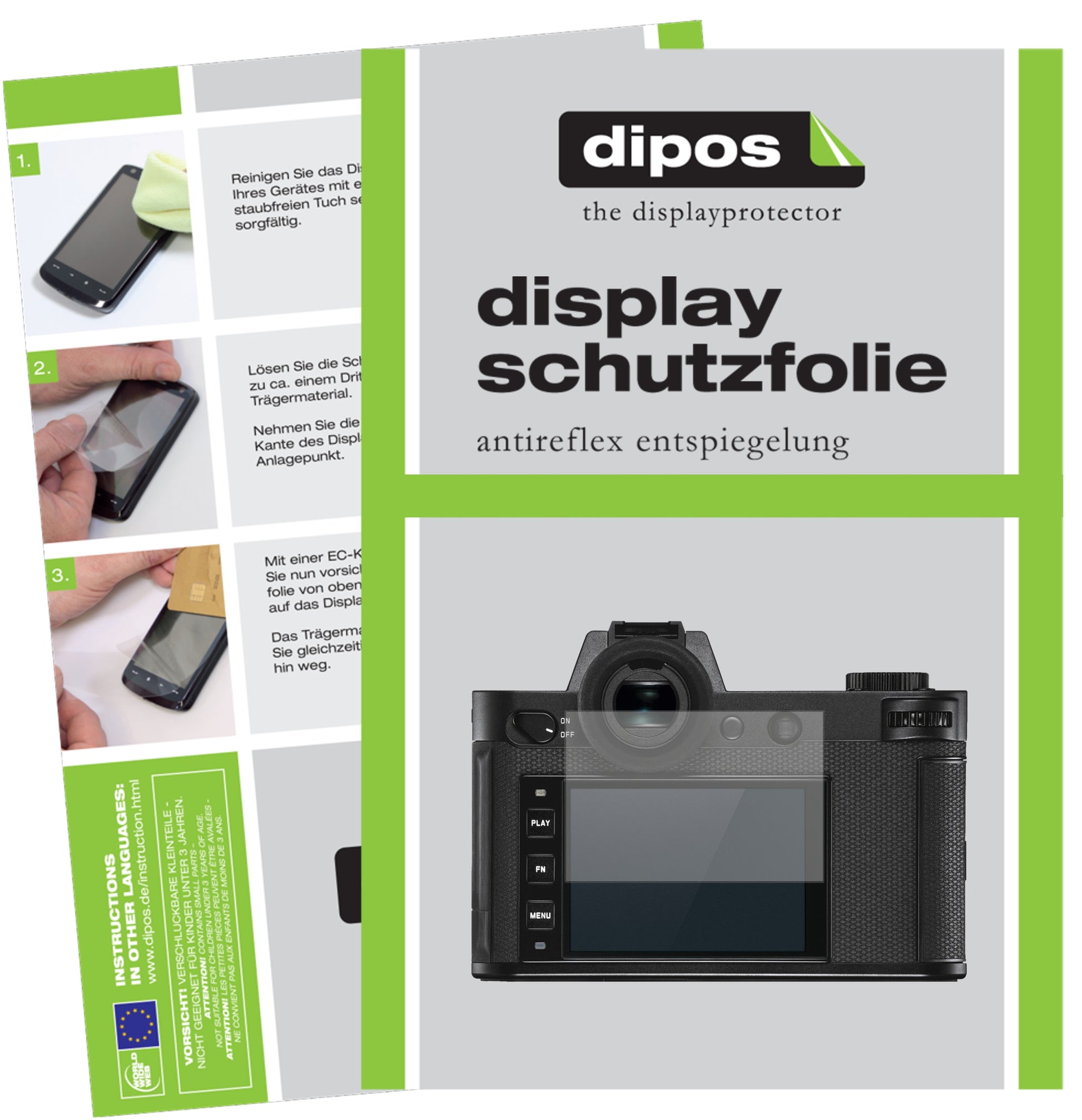 Matte Displayschutzfolie von dipos passend für Leica SL2-S, präziser Zuschnitt und blasenfrei montiert