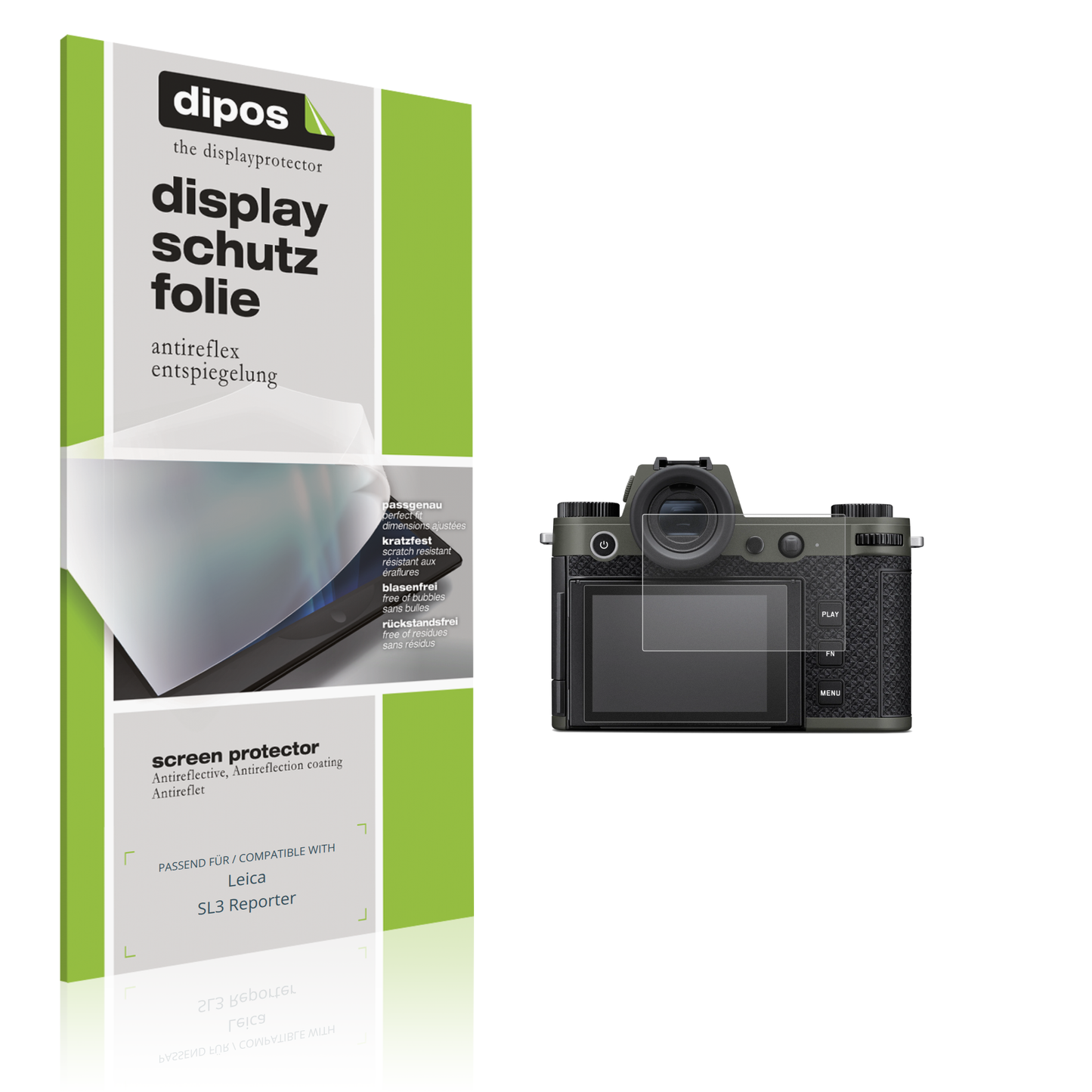 Matte Displayschutzfolie von dipos passend für Leica SL3 Reporter, präziser Zuschnitt und blasenfrei montiert