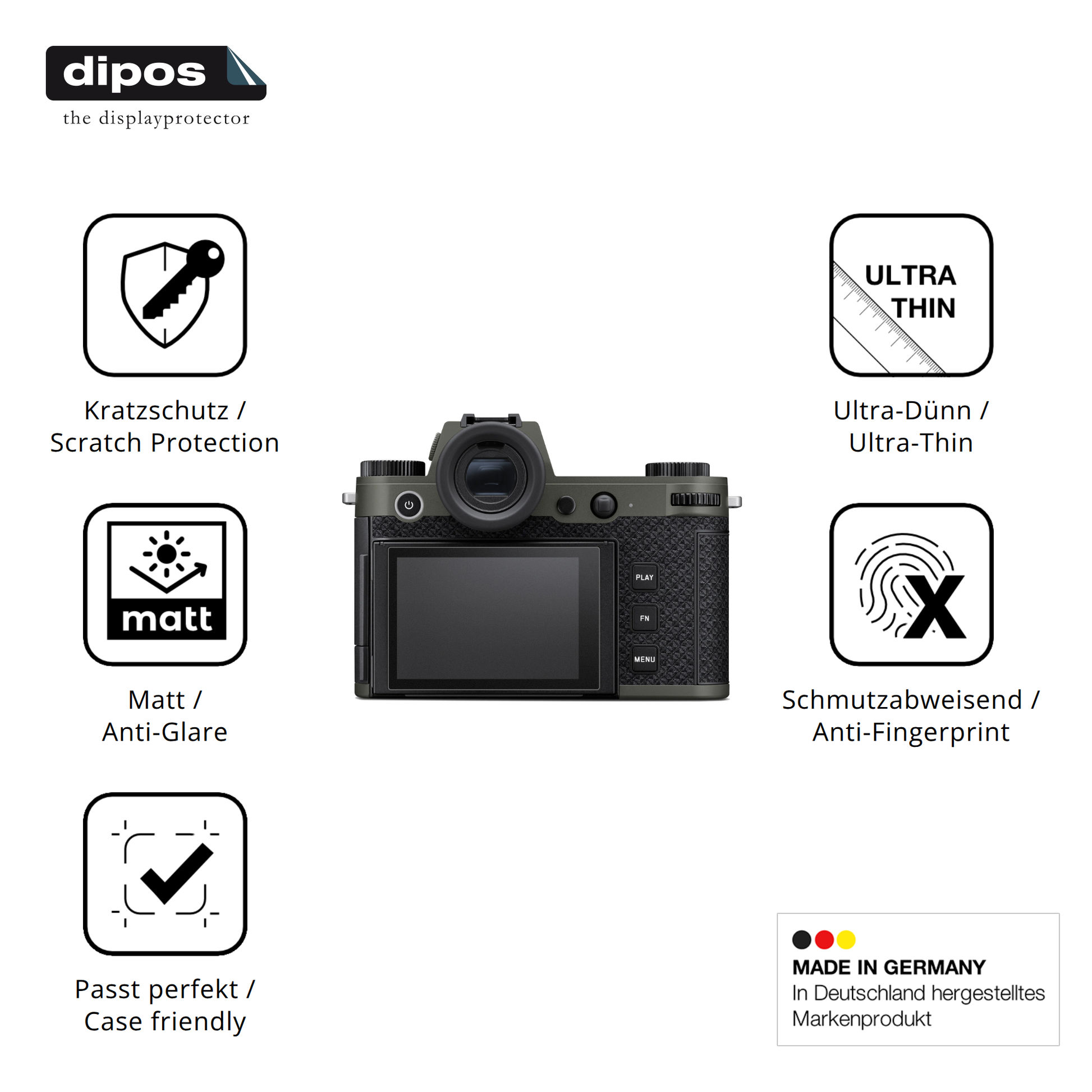 Displayschutz hergestellt in Deutschland, höchste Qualität made in Germany